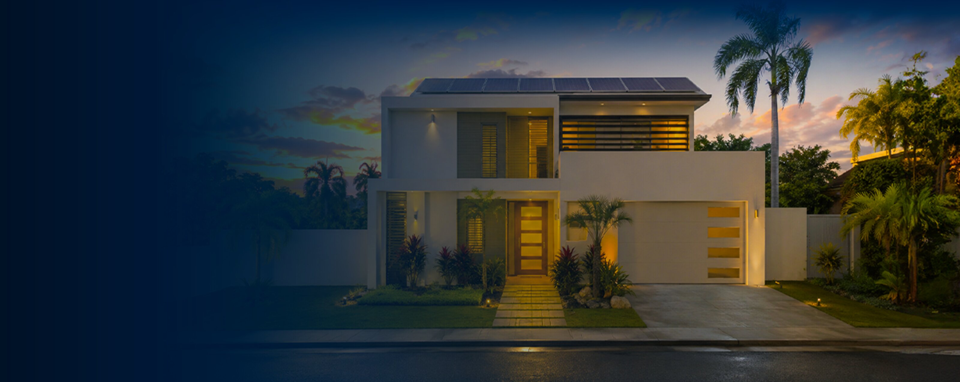 Casa moderna con paneles solares en Puerto Rico